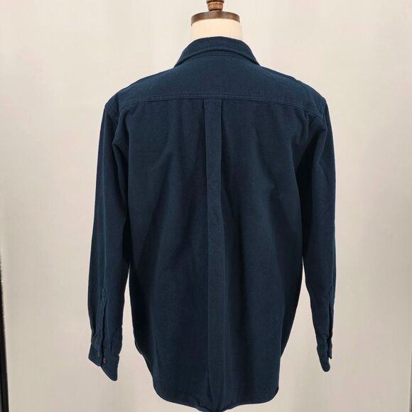 Vintage L.L. Bean Heavyweight Chamois Shirt Men's XL Blue 2 Pockets - Picture 3 of 6